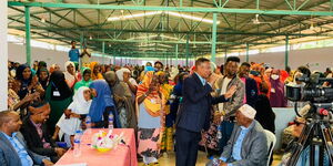 TradeMark Africa officials and businesswomen at the newly launched market in Moyale.