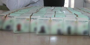 A photo of Kenyan ID cards ready for collection at Huduma Center.
