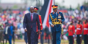 President William Ruto together with General Francis Ogolla at Uhuru Gardens on December 12, 2023.