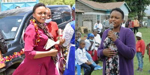 President Uhuru Kenyatta's cousin Wanjiku Muhoho speaking to voters during her 2022 campaigns in Nyandarua County.