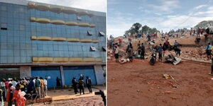 A collage of the before and after the demolition of a building in Bungoma County on April 4, 2024