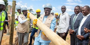 President William Ruto and Deputy President Rigathi Gachagua launching a fencing exercise in Laikipia County on April 12, 2024.