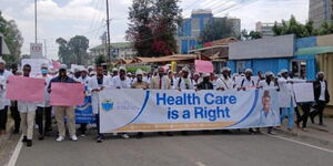 KMPDU leaders lead a strike of doctors in Kenya.