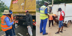 NTSA removing number plates from vehicles during the ongoing road crackdown in April 2024.