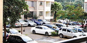 Cars parked outside an estate in Nairobi. 
