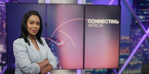News anchor Victoria Rubadiri poses for a photo inside CNN's studios. 