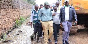Nairobi Governor taking a tour of Nairobi estates that were affected by floods over the weekend on April 22, 2024.